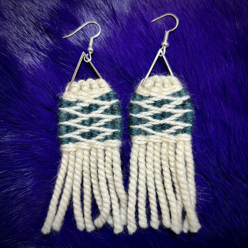 Marine Teal Ravenstail Earrings