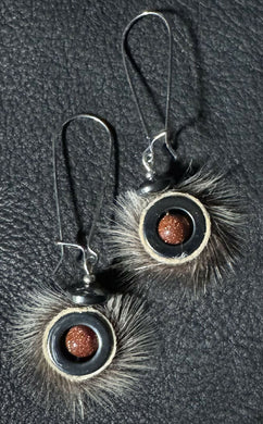 Hematite seal skin earrings