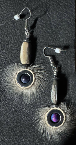 Hematite seal skin earrings