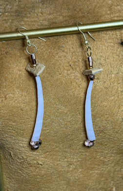Dentalium earrings w bronze beads and traditionally tanned mooseskin