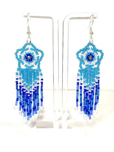 Load image into Gallery viewer, Frozen Flower Top with Fringe Beaded Earrings
