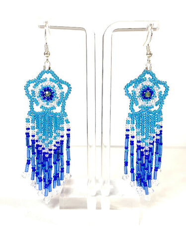 Frozen Flower Top with Fringe Beaded Earrings