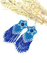 Load image into Gallery viewer, Frozen Flower Top with Fringe Beaded Earrings