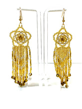 Load image into Gallery viewer, Gold Flower Top with Fringe Beaded Earrings