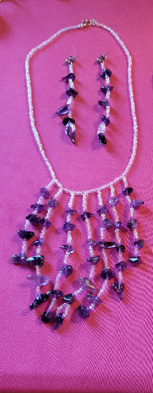 Amethyst Waterfall Necklace and Earrings
