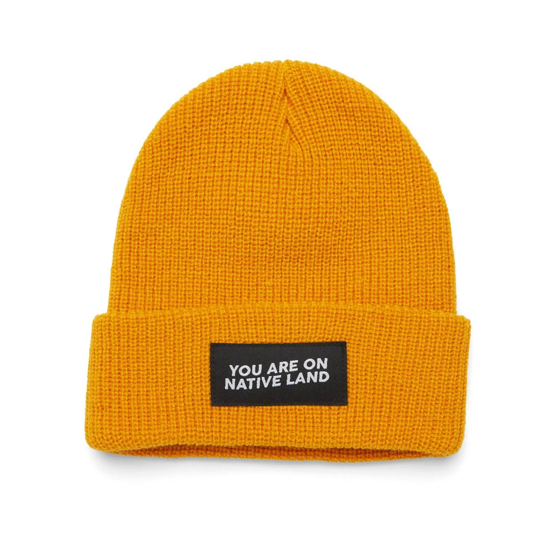 'YOU ARE ON NATIVE LAND' BEANIE - Marigold