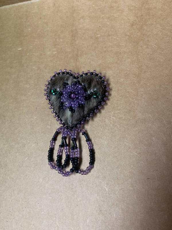 Seal skin and beaded hair clip