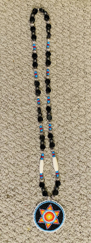 Black Beaded Star Necklace