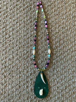 Children's Necklace with Carved Ivory & Horn Pendant