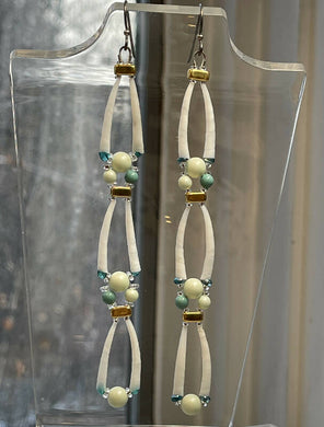4 3/4” 3 Tier Dentalium Earrings