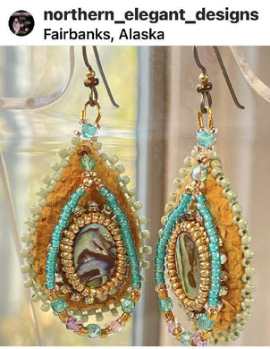 2 1/2” Moose hide/Abalone Earrings