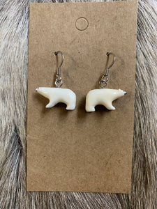 Walrus ivory polar bear earrings