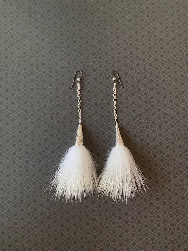 Polar Bear Fur Dangle Earrings