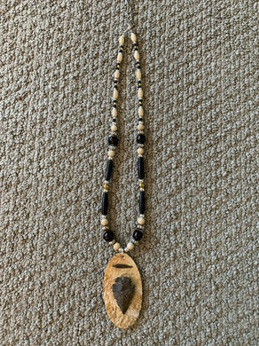 Necklace with Arrow-head/ Salmon skin
