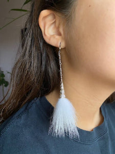 Polar Bear Fur Dangle Earrings