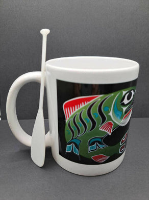 11oz Ceramic Mug - Sockey with Paddle Coffee Stir Stick