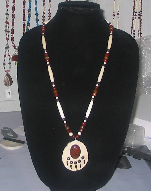 Moose antler/jasper necklace