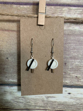 Drum and stick ivory earrings