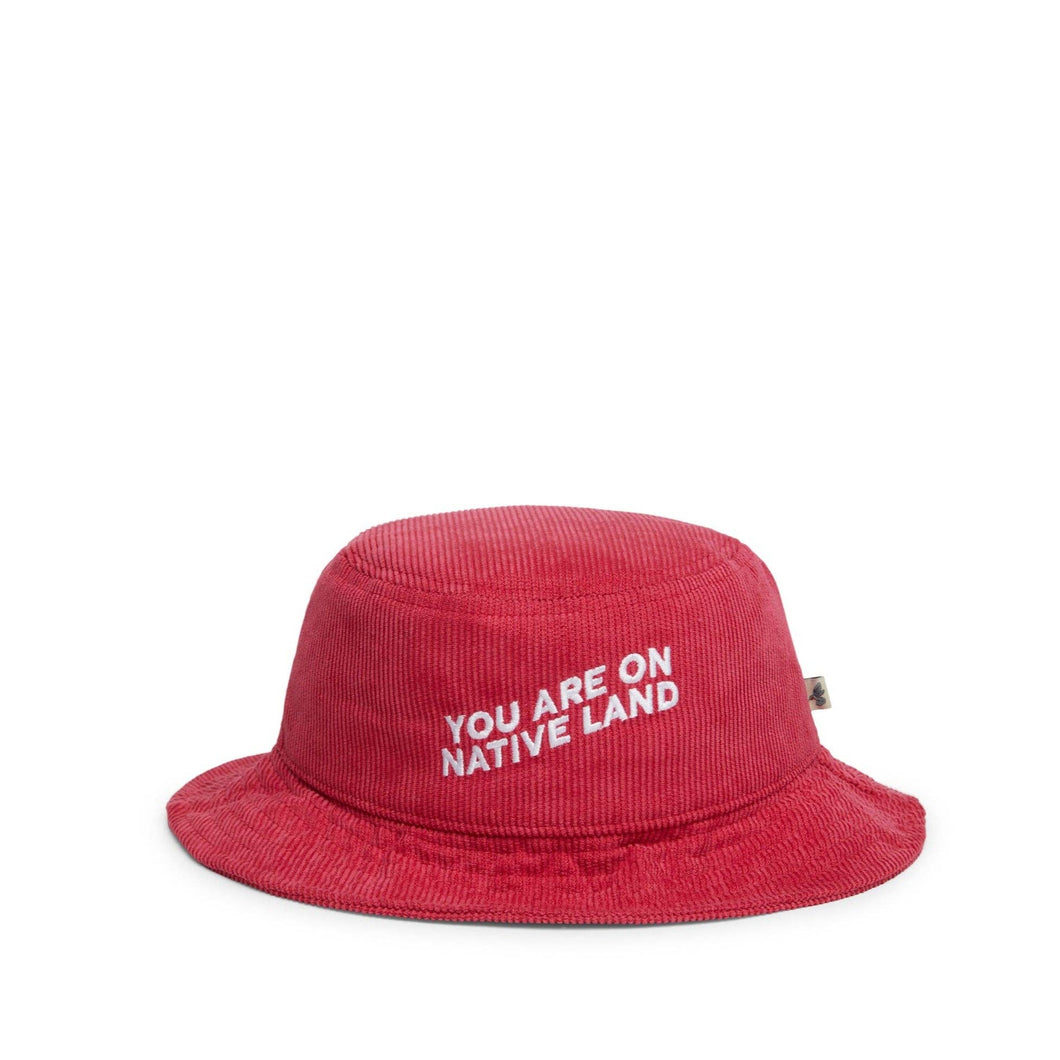 'YOU ARE ON NATIVE LAND' BUCKET HAT - Red