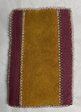 Load image into Gallery viewer, Beaded cardholder w/deep pink dyed fish skin on commercial tanned moose skin. 24k gold plated beads galore, pinks, bugles and pewter beads