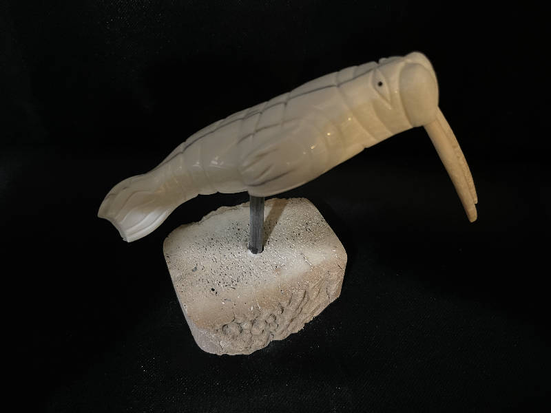 Walrus ivory swimming walrus whale bone base