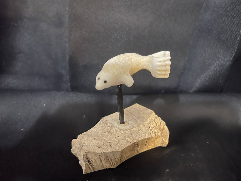Walrus ivory seal whale bone base