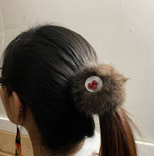 Load image into Gallery viewer, Sea Otter Hair Pom - Huckleberry Button