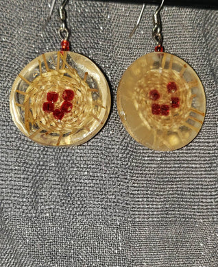 Seagrass Woven Basket Bowl of Berries Earrings Red