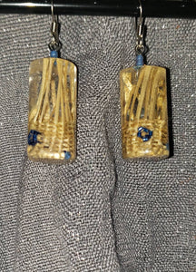 Seagrass Woven Basket Fossilized Earrings
